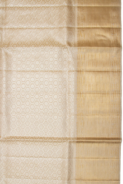 Kanchipuram Silk Tissue Brocade Beige Saree