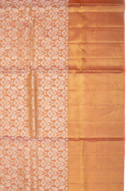 Kanchipuram Silk Tissue Jaal Orange Saree