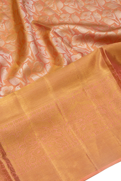 Kanchipuram Silk Tissue Jaal Orange Saree