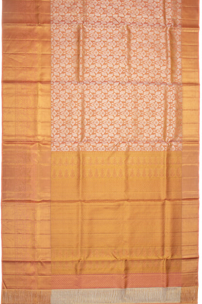 Kanchipuram Silk Tissue Jaal Orange Saree