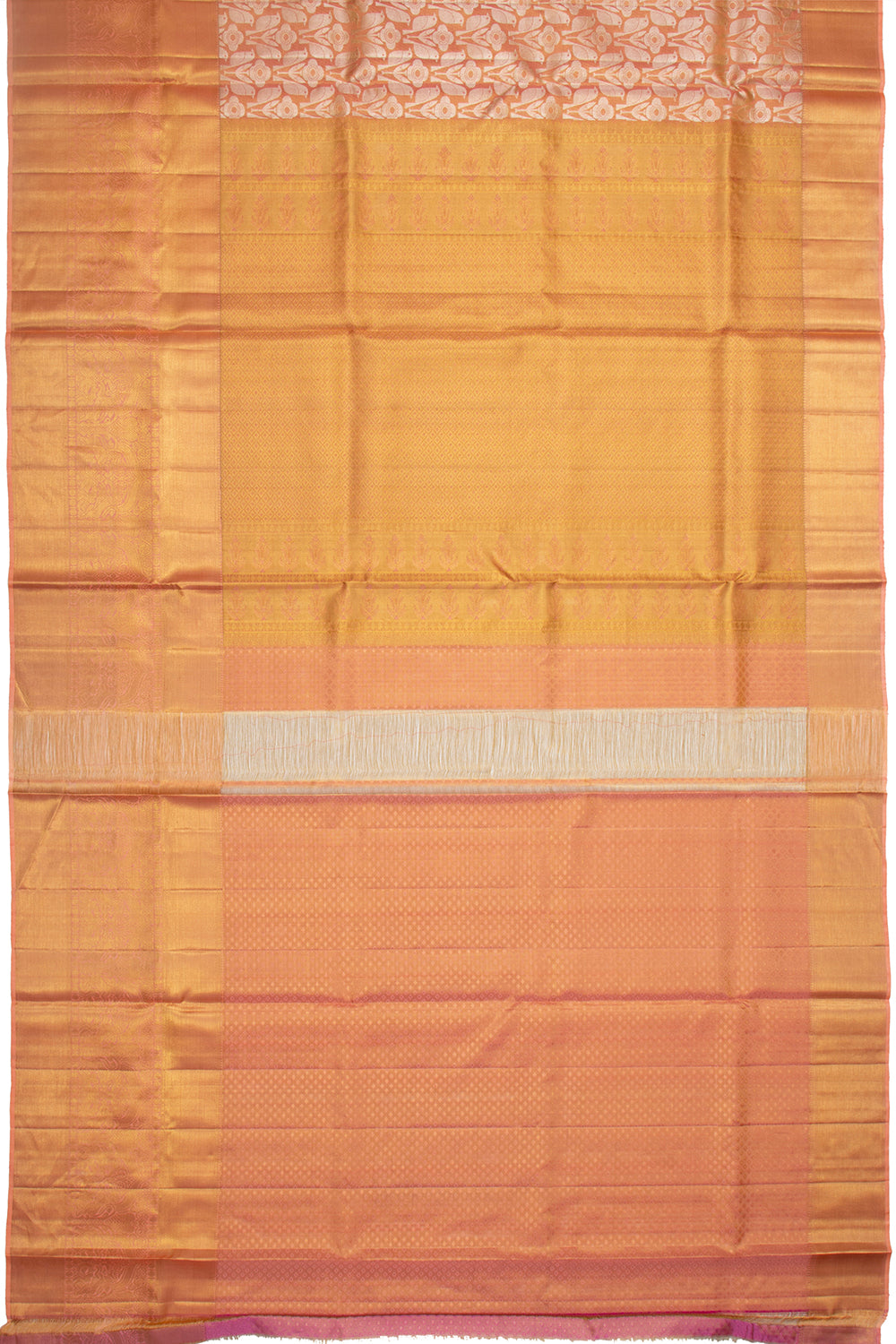 Kanchipuram Silk Tissue Jaal Orange Saree