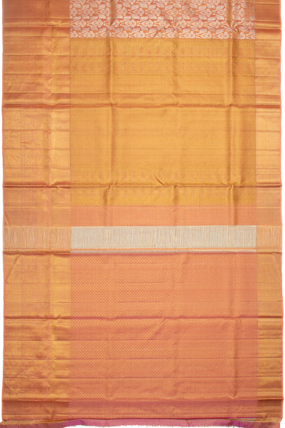 Kanchipuram Silk Tissue Jaal Orange Saree