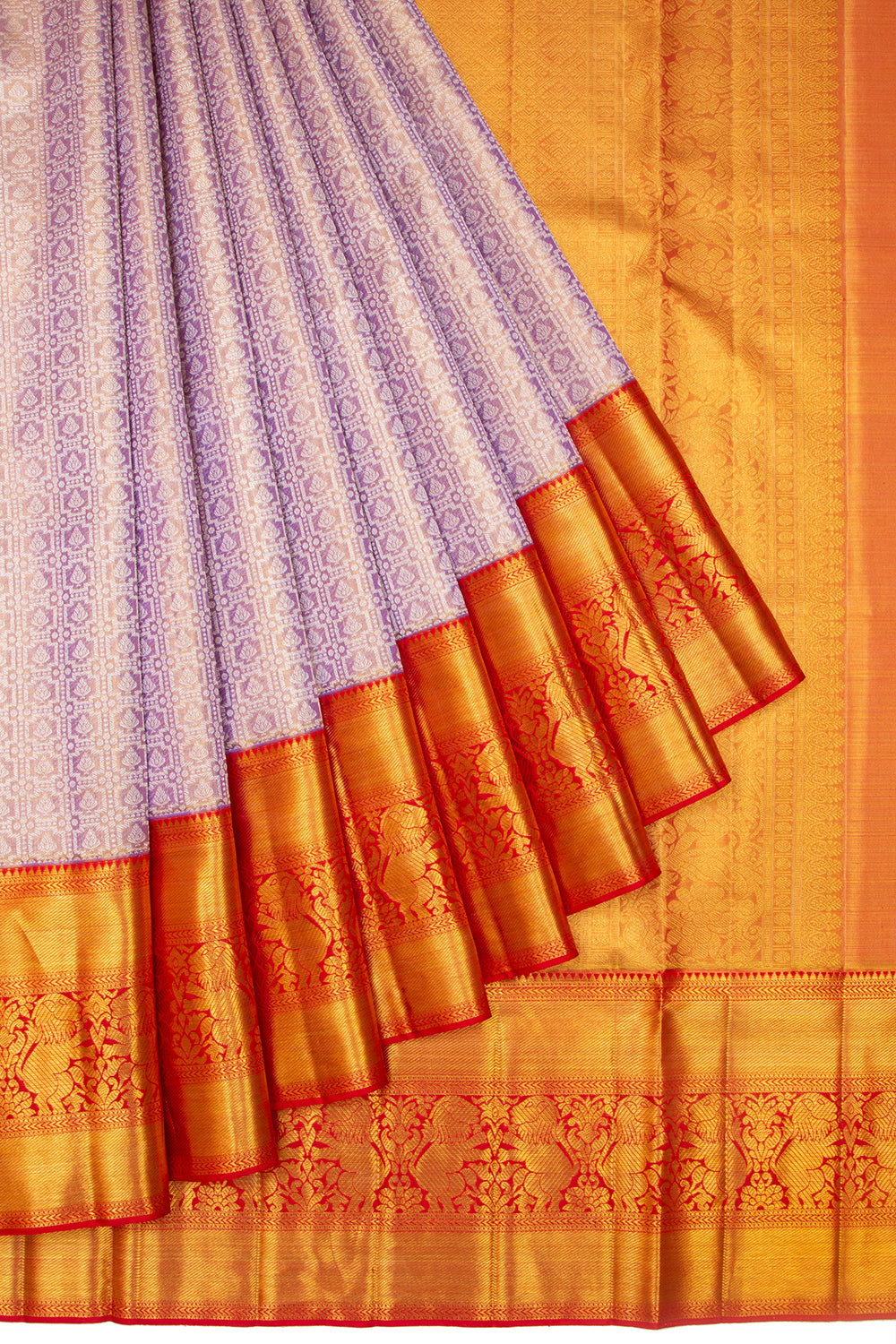 Kanchipuram Silk Tissue Brocade Violet Saree