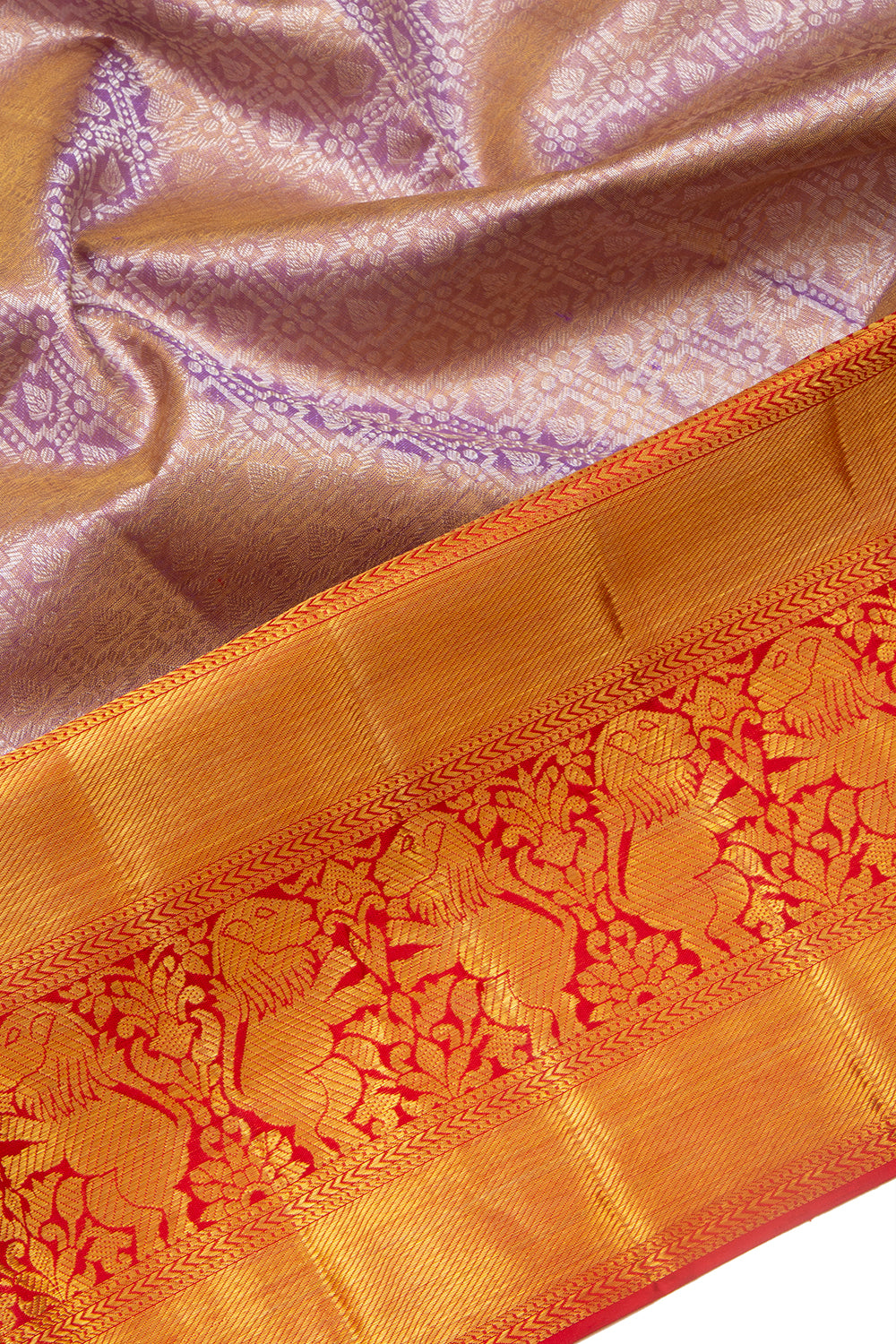 Kanchipuram Silk Tissue Brocade Violet Saree