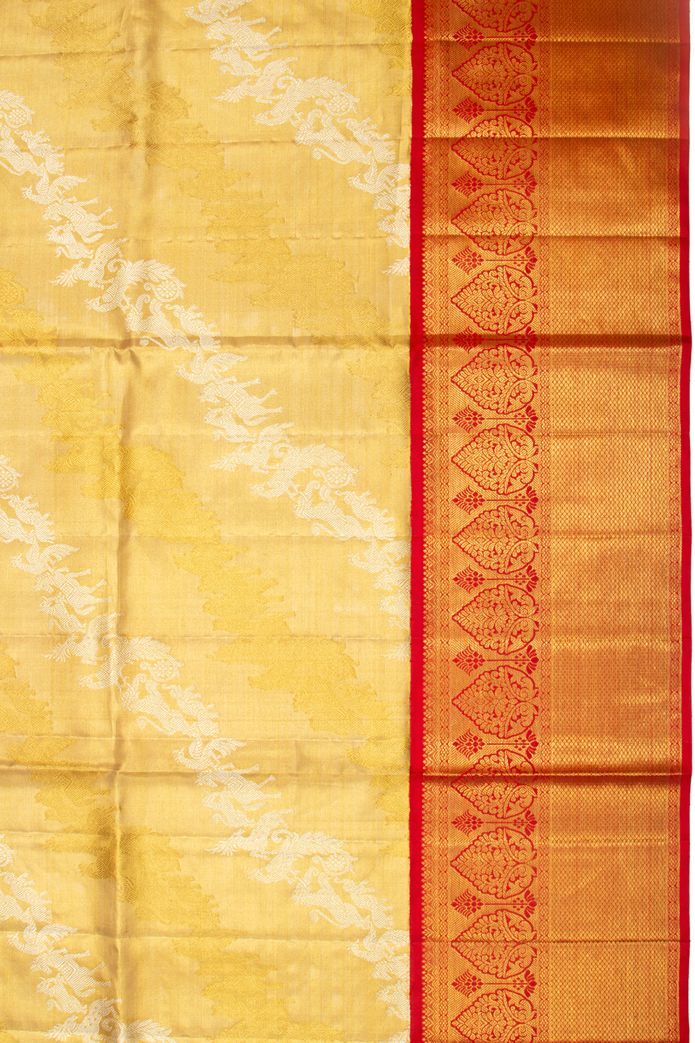 Kanchipuram Silk Tissue Jaal Gold Saree