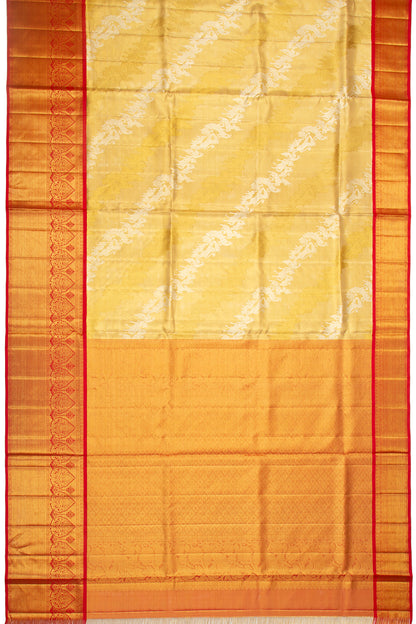 Kanchipuram Silk Tissue Jaal Gold Saree