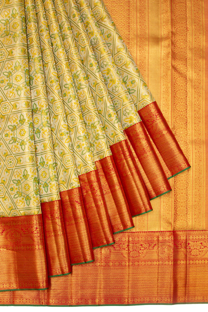 Kanchipuram Silk Tissue Brocade Gold Saree