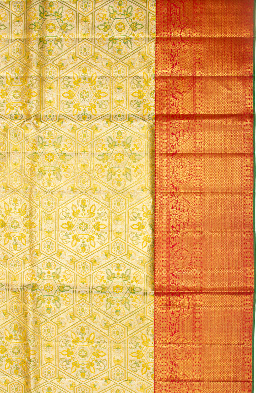 Kanchipuram Silk Tissue Brocade Gold Saree