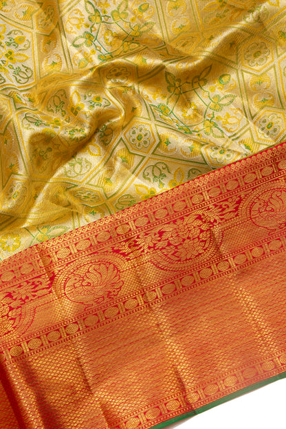 Kanchipuram Silk Tissue Brocade Gold Saree