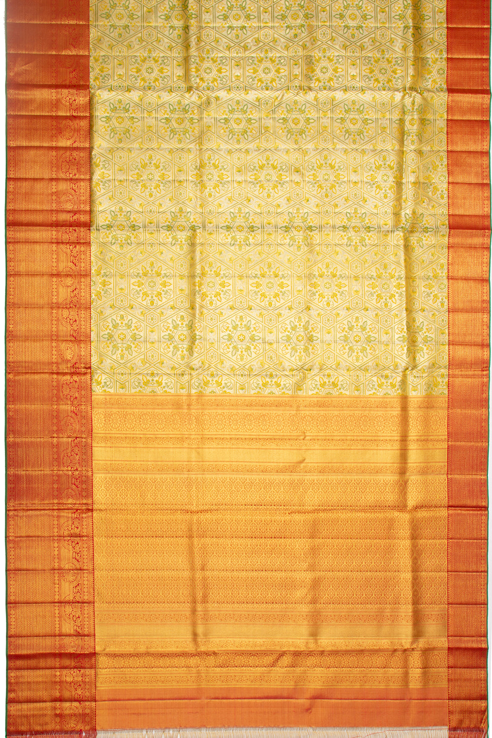 Kanchipuram Silk Tissue Brocade Gold Saree