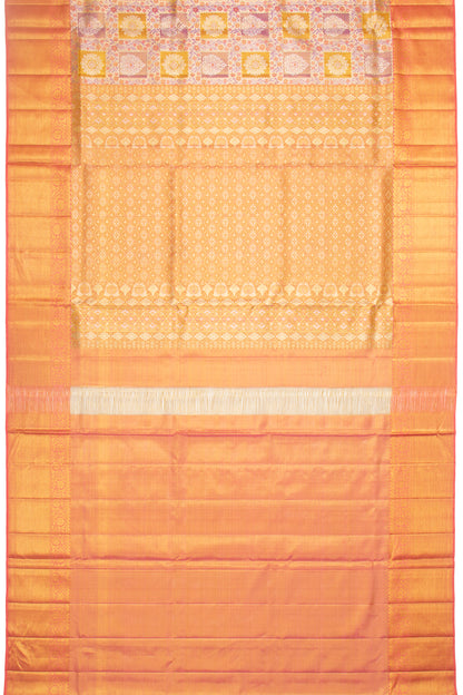 Kanchipuram Silk Tissue Brocade Multicolour Saree