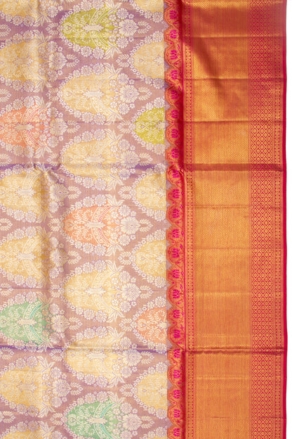 Kanchipuram Silk Tissue Brocade Lavender Saree