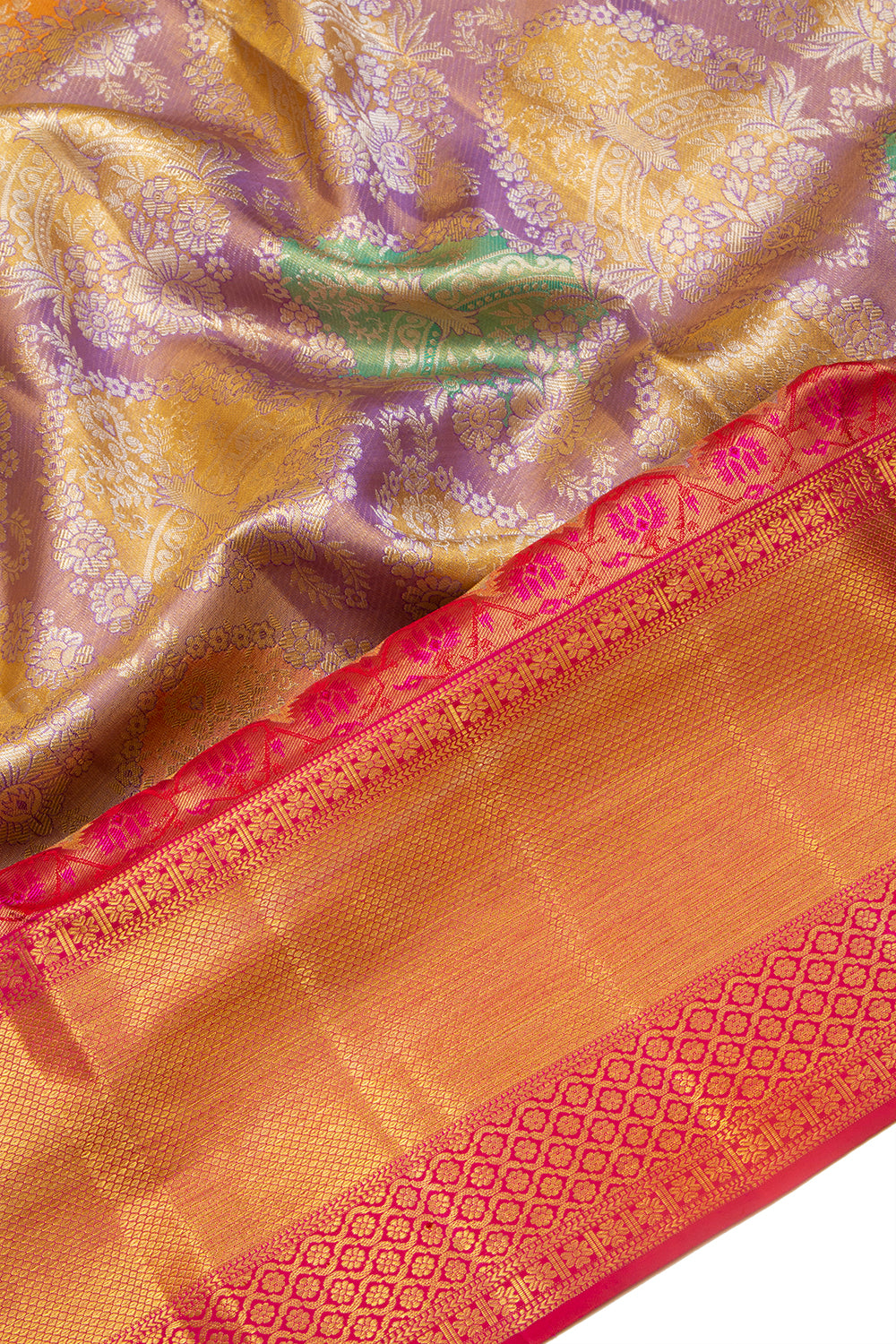 Kanchipuram Silk Tissue Brocade Lavender Saree