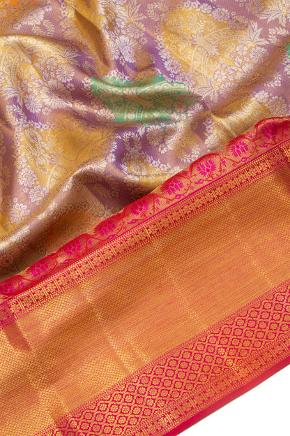 Kanchipuram Silk Tissue Brocade Lavender Saree