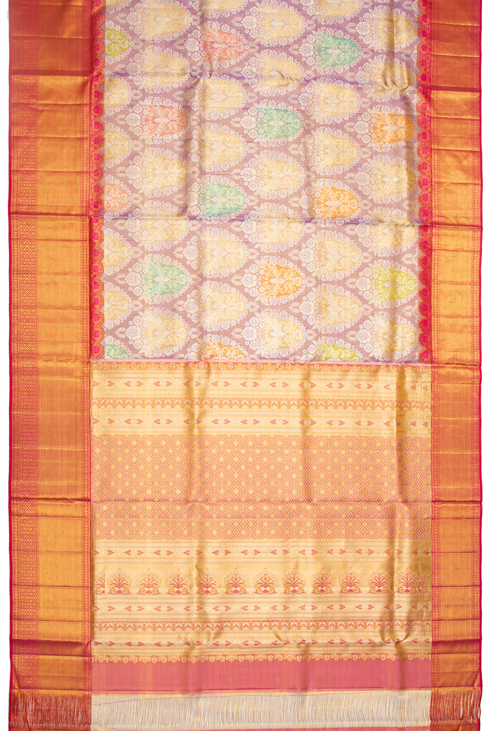 Kanchipuram Silk Tissue Brocade Lavender Saree