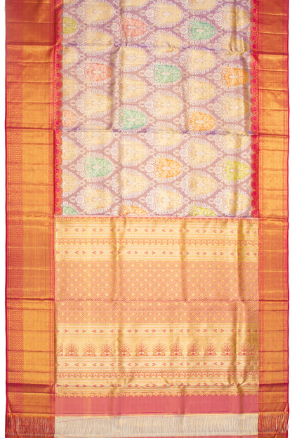Kanchipuram Silk Tissue Brocade Lavender Saree