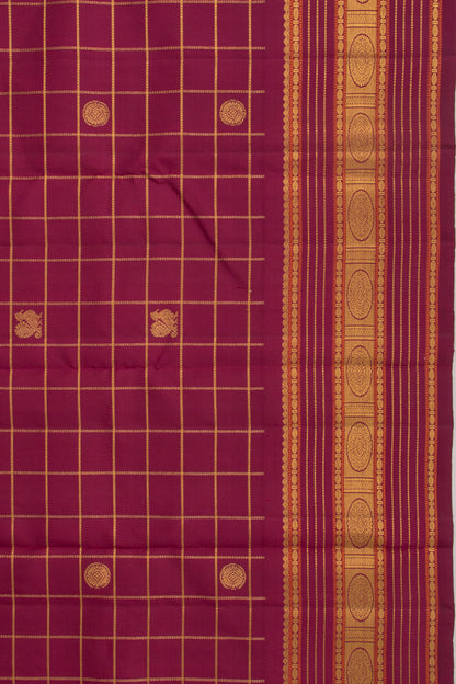 Kanchipuram Silk Checks And Butta Purple Saree