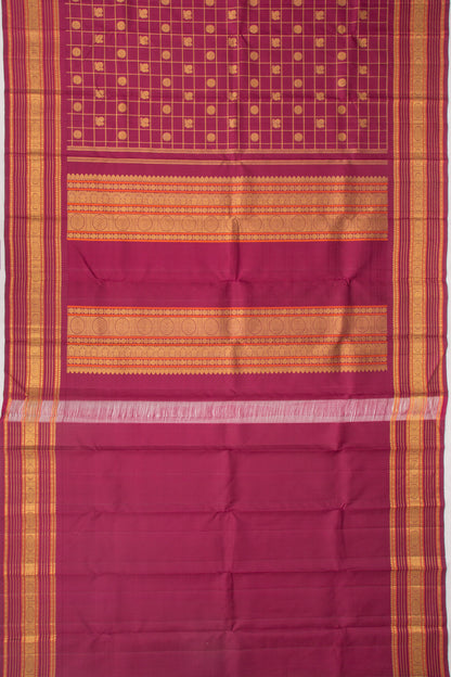 Kanchipuram Silk Checks And Butta Purple Saree