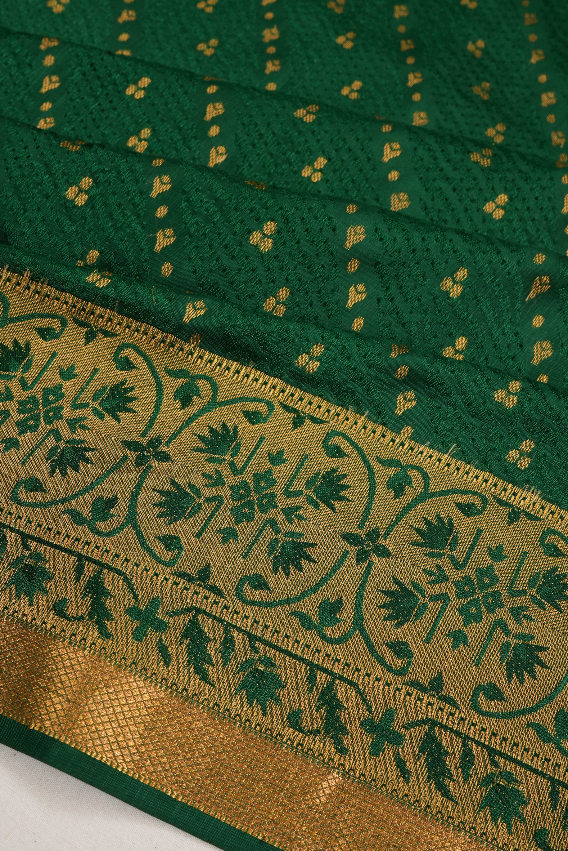 Banarasi Silk Brocade Dark Green Saree
