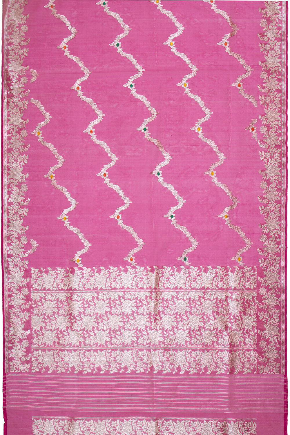 Banarasi Kora Organza Jaal Pink Saree
