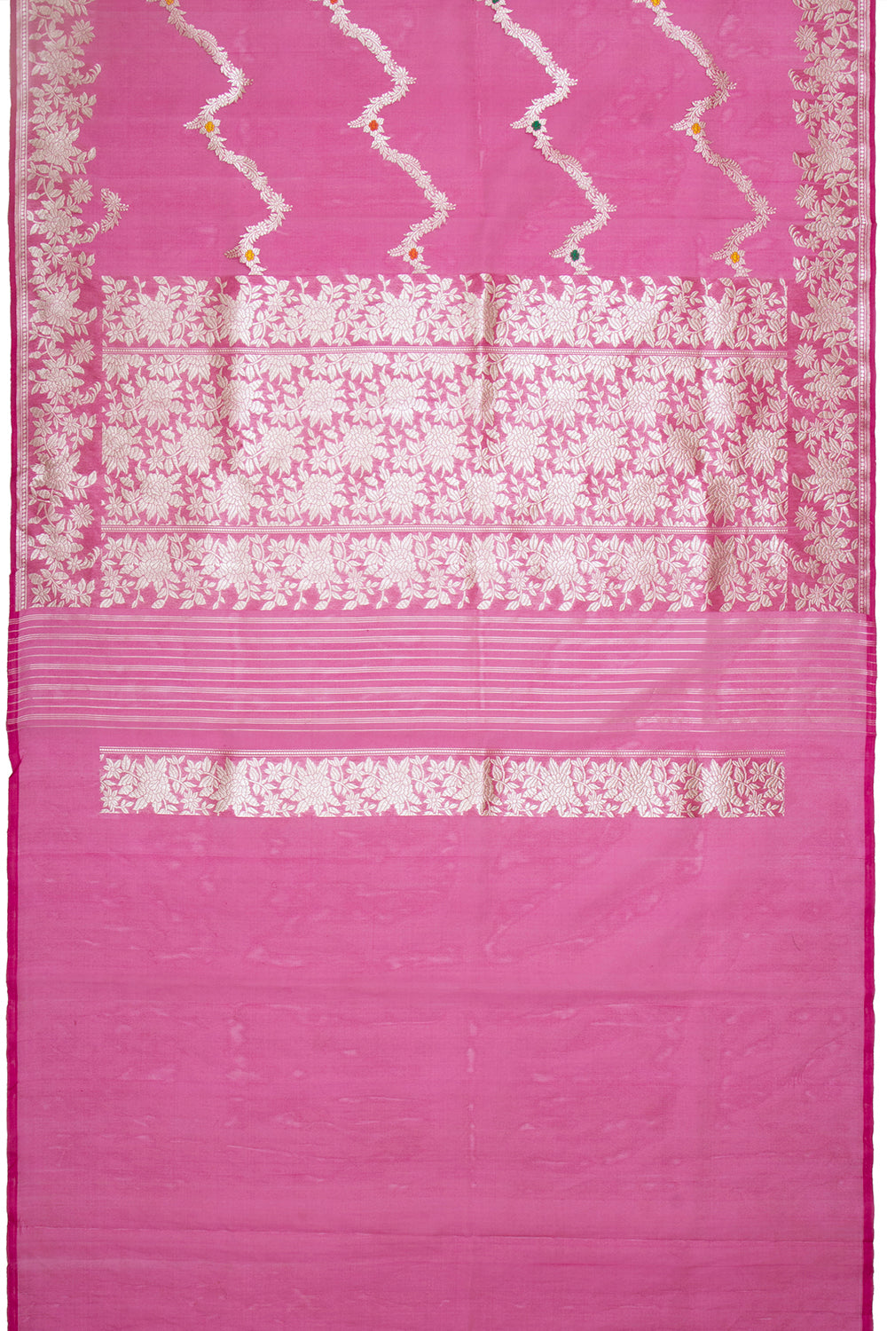 Banarasi Kora Organza Jaal Pink Saree