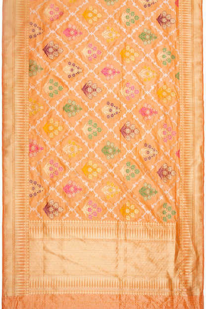 Banarasi Silk Tissue Jaal And Butta Orange Saree