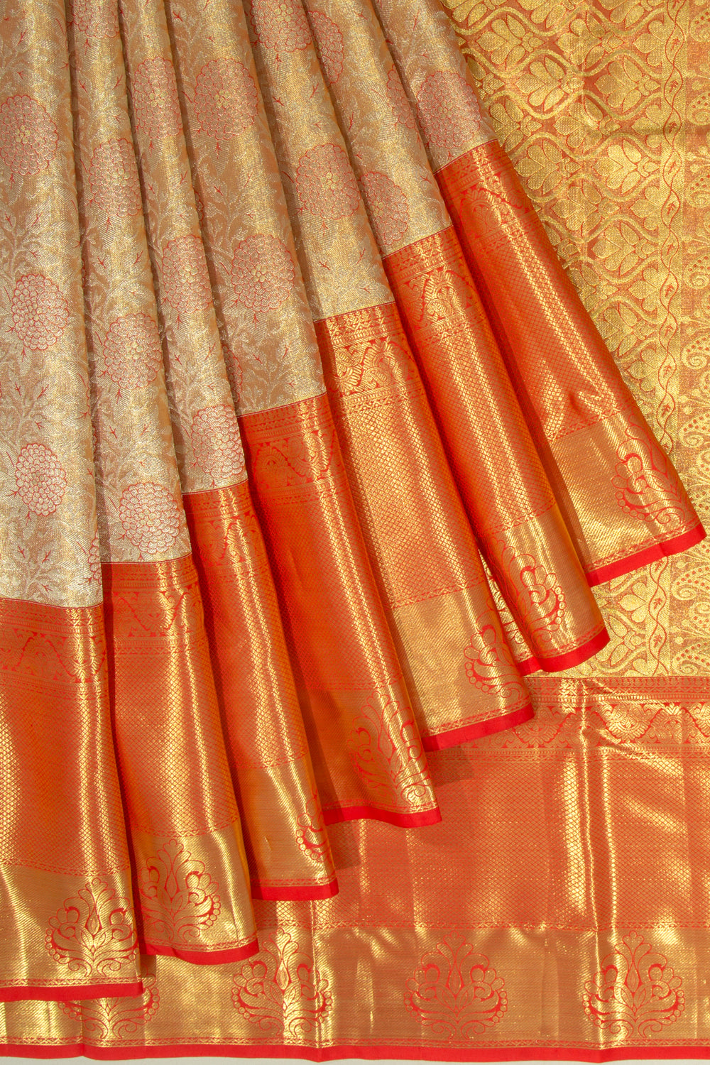 Taranga Kanchi Silk Tissue Jaal Orange Saree