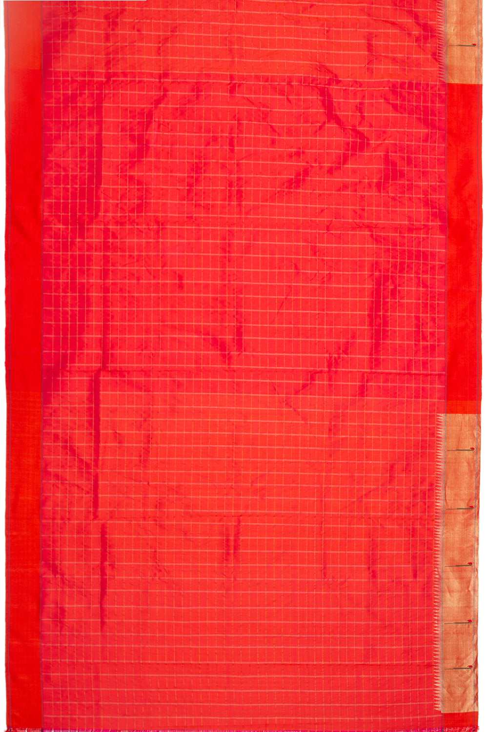 Paithani Silk Checks Red Saree