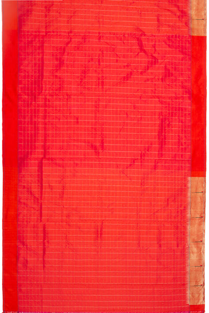 Paithani Silk Checks Red Saree