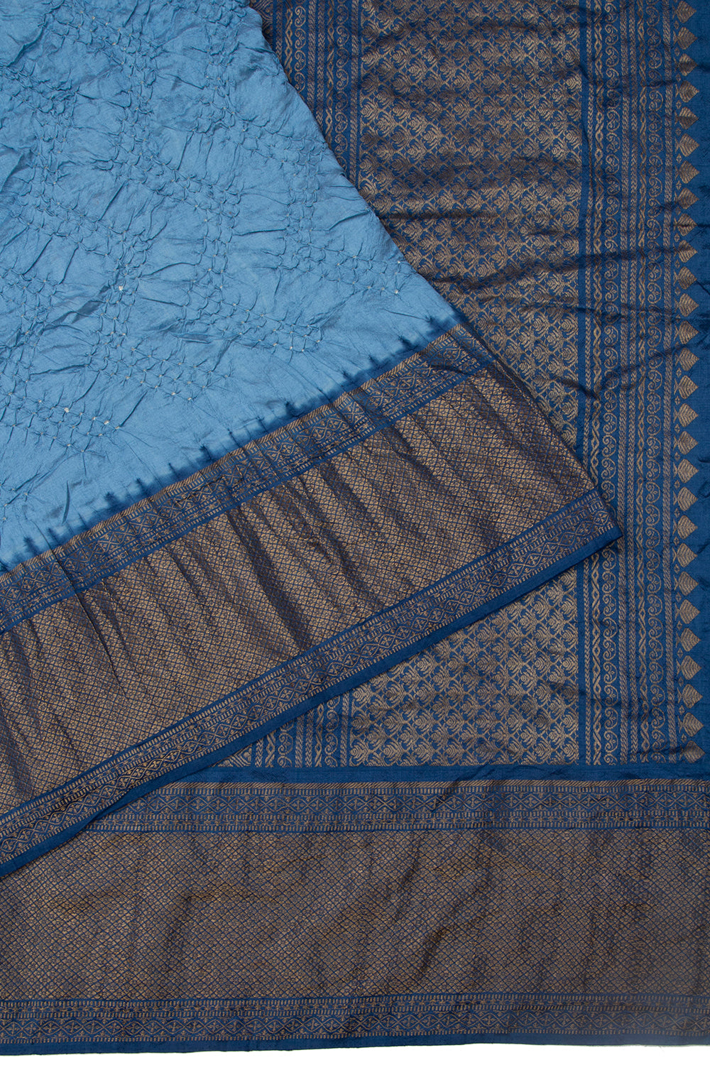 Kanchipuram Silk Bandhani Sky Blue Saree