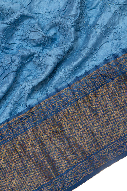 Kanchipuram Silk Bandhani Sky Blue Saree
