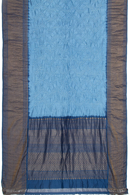 Kanchipuram Silk Bandhani Sky Blue Saree