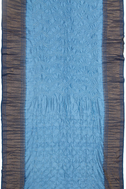 Kanchipuram Silk Bandhani Sky Blue Saree