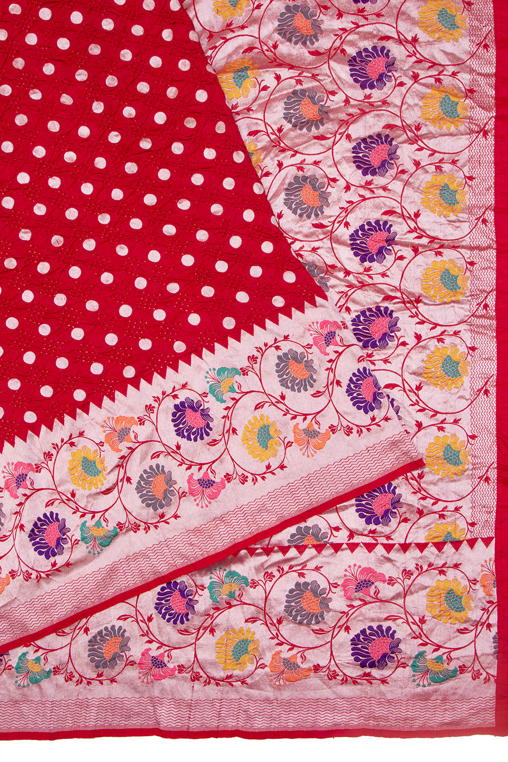 Banarasi Tussar Georgette Bandhani Butta Red Saree