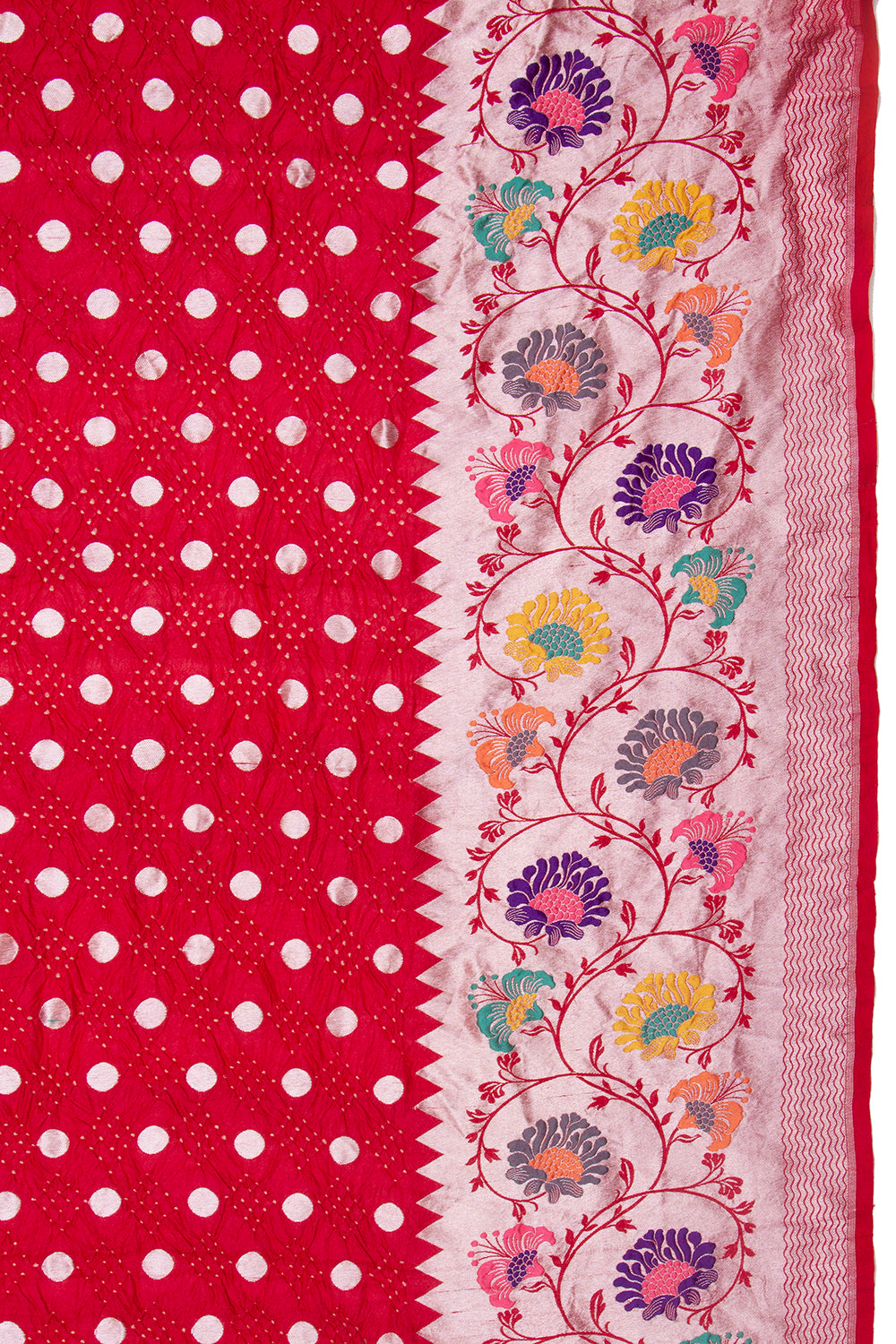 Banarasi Tussar Georgette Bandhani Butta Red Saree