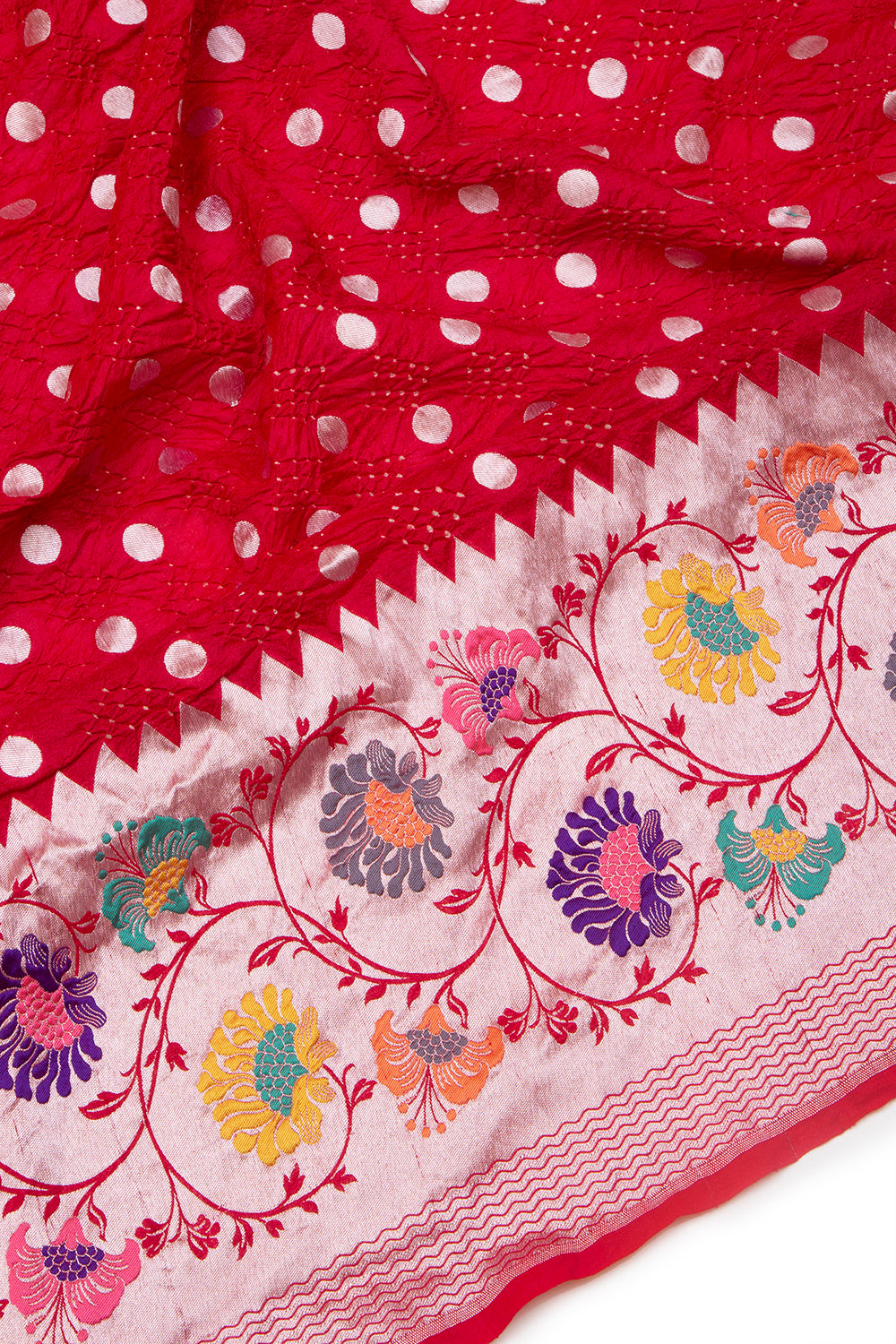 Banarasi Tussar Georgette Bandhani Butta Red Saree