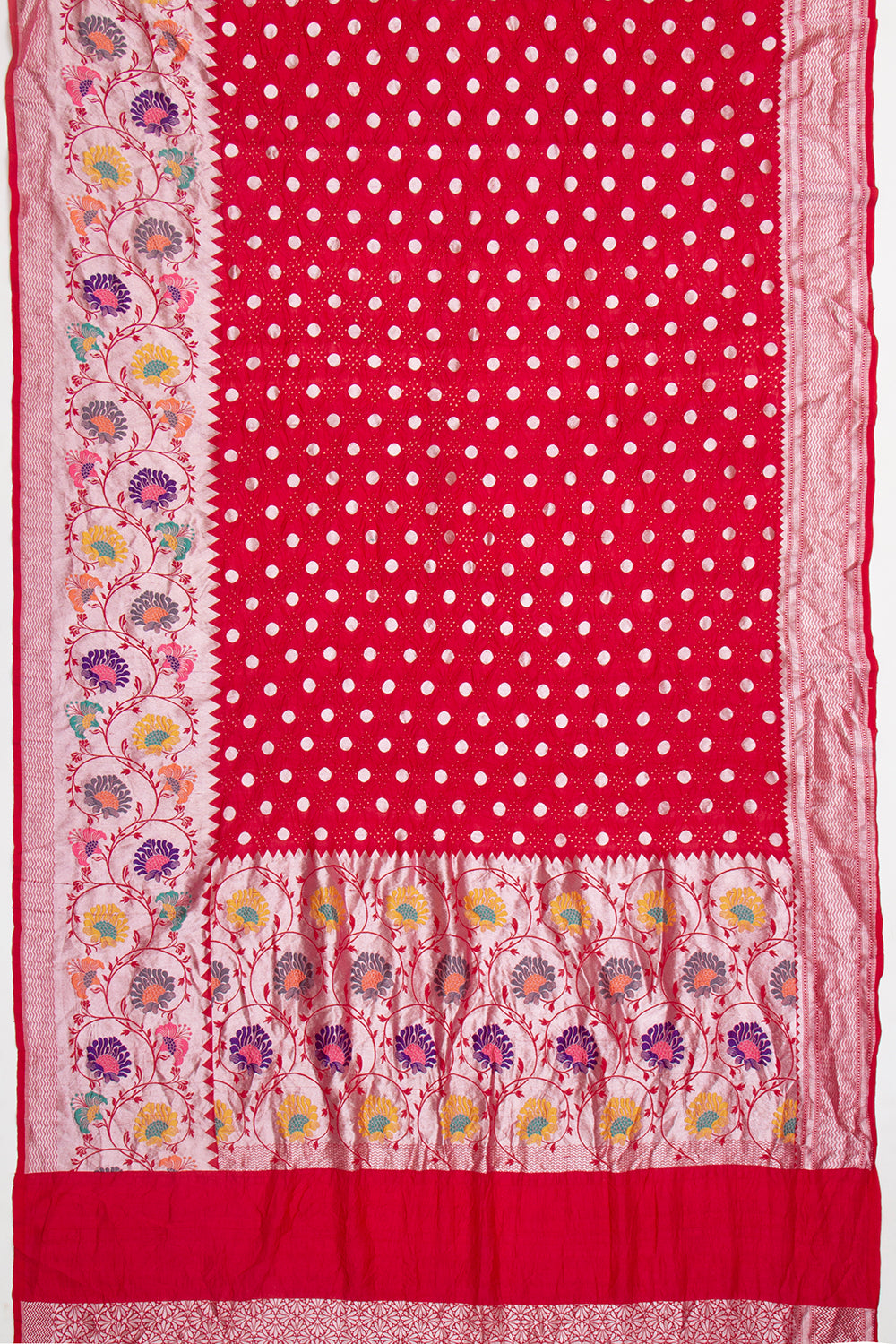 Banarasi Tussar Georgette Bandhani Butta Red Saree