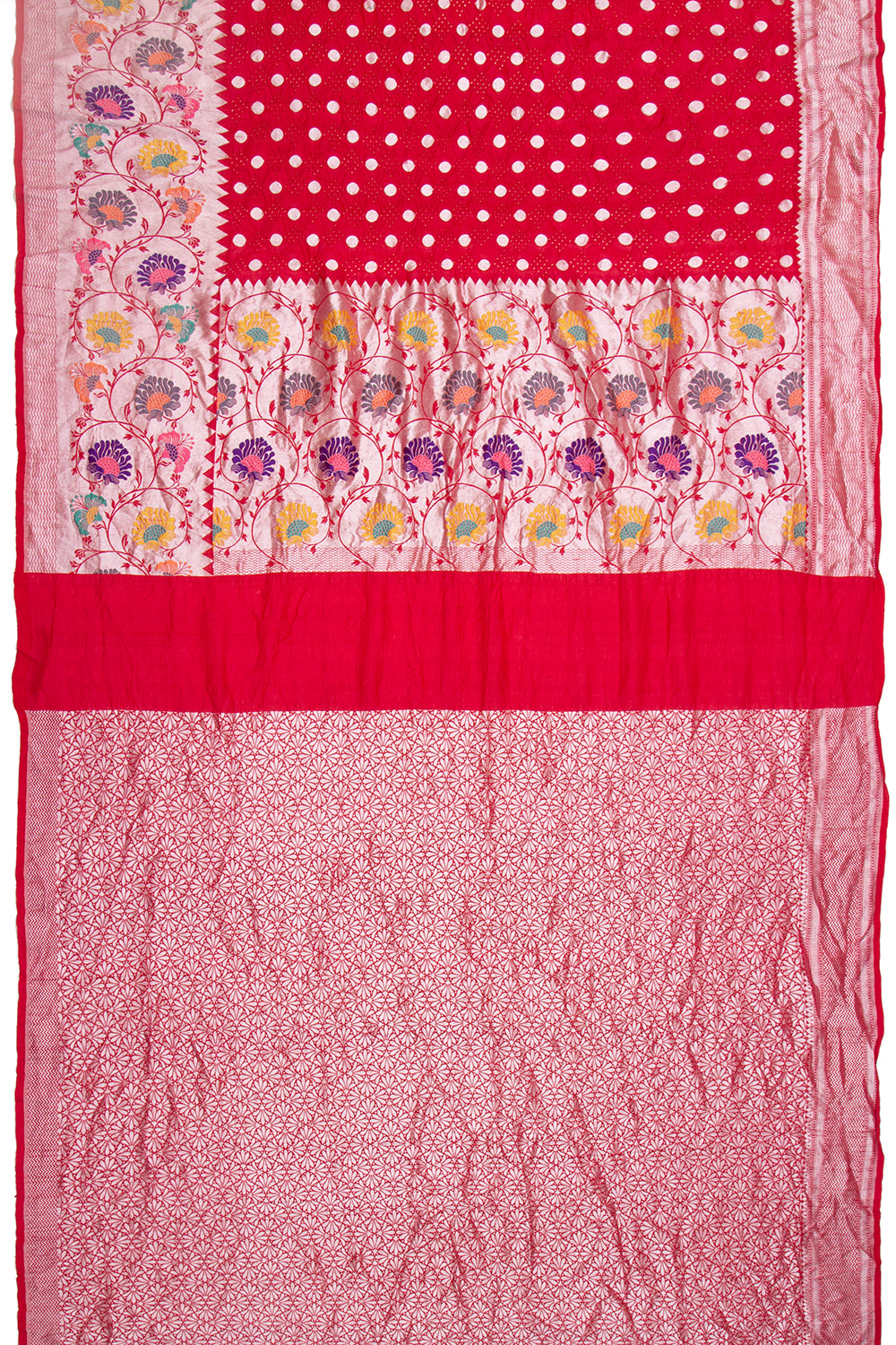 Banarasi Tussar Georgette Bandhani Butta Red Saree