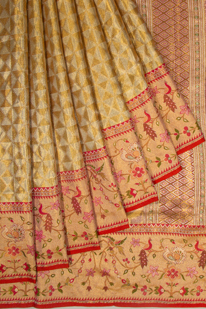 Kanchipuram Silk Tissue Brocade Gold Saree