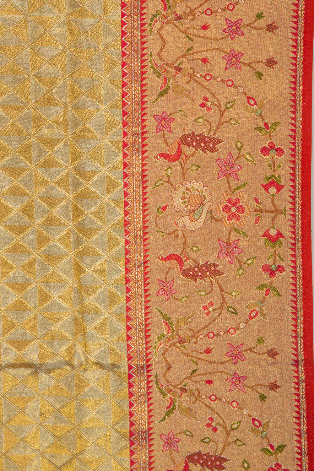 Kanchipuram Silk Tissue Brocade Gold Saree