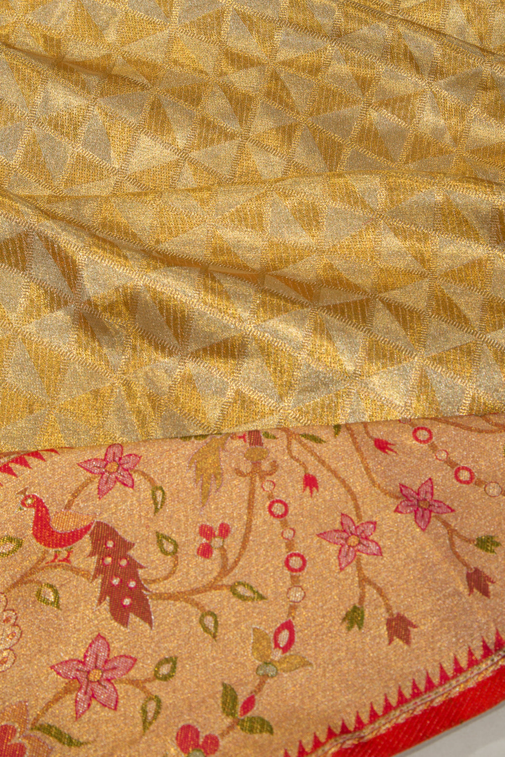 Kanchipuram Silk Tissue Brocade Gold Saree