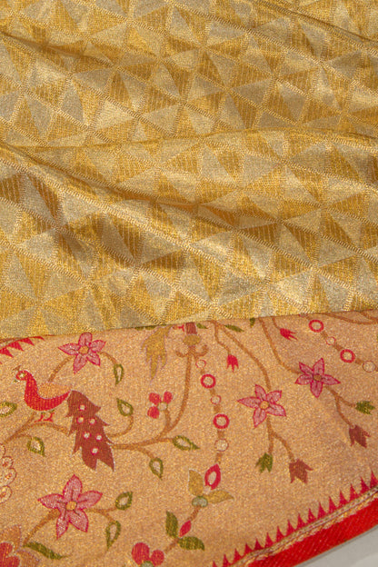 Kanchipuram Silk Tissue Brocade Gold Saree
