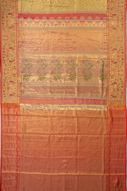 Kanchipuram Silk Tissue Brocade Gold Saree