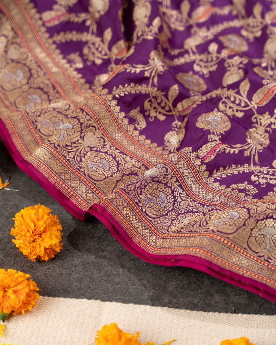 Banarasi Silk Jaal Purple Saree