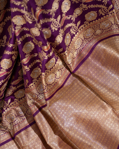 Banarasi Silk Jaal Purple Saree