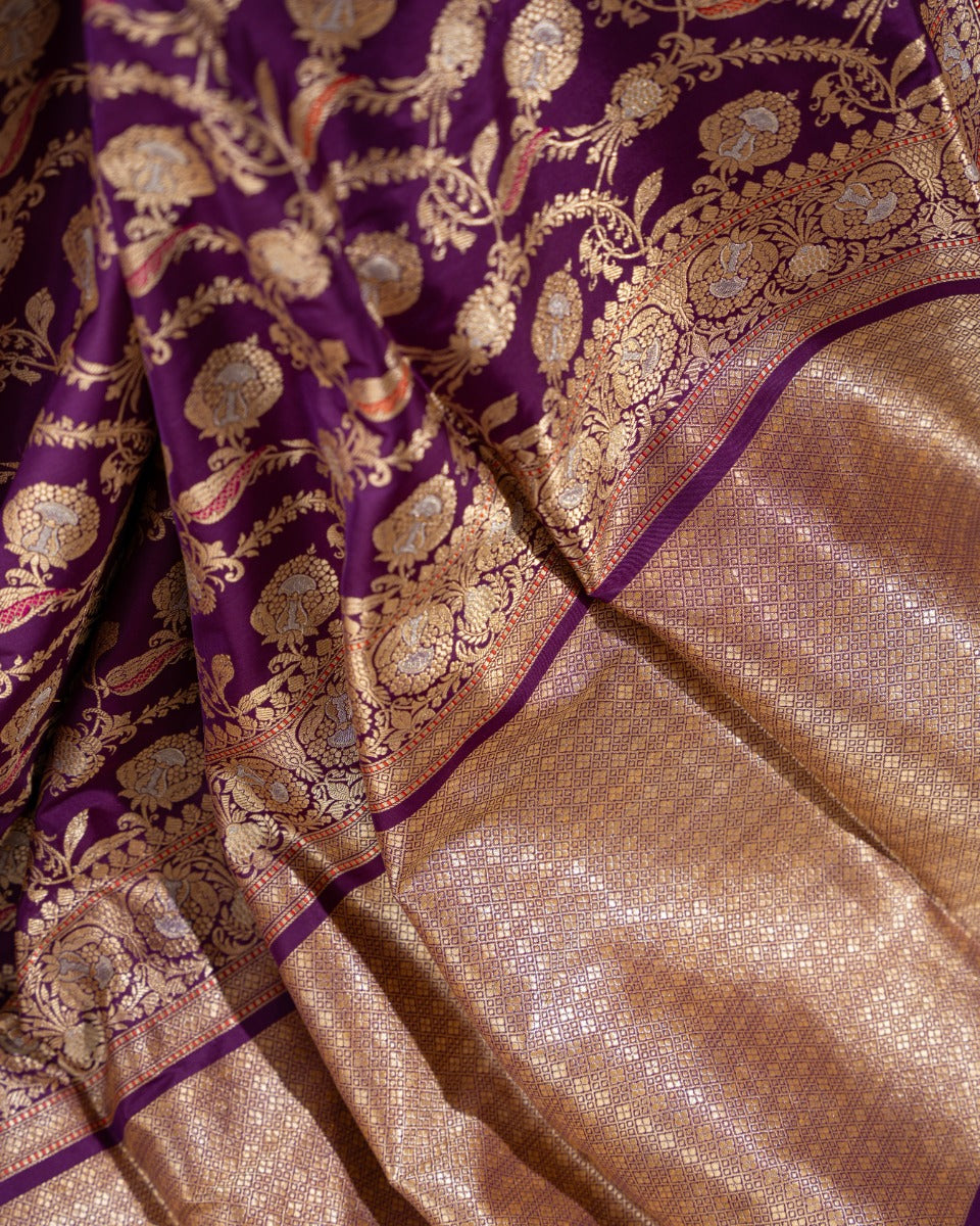 Banarasi Silk Jaal Purple Saree