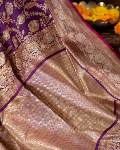 Banarasi Silk Jaal Purple Saree