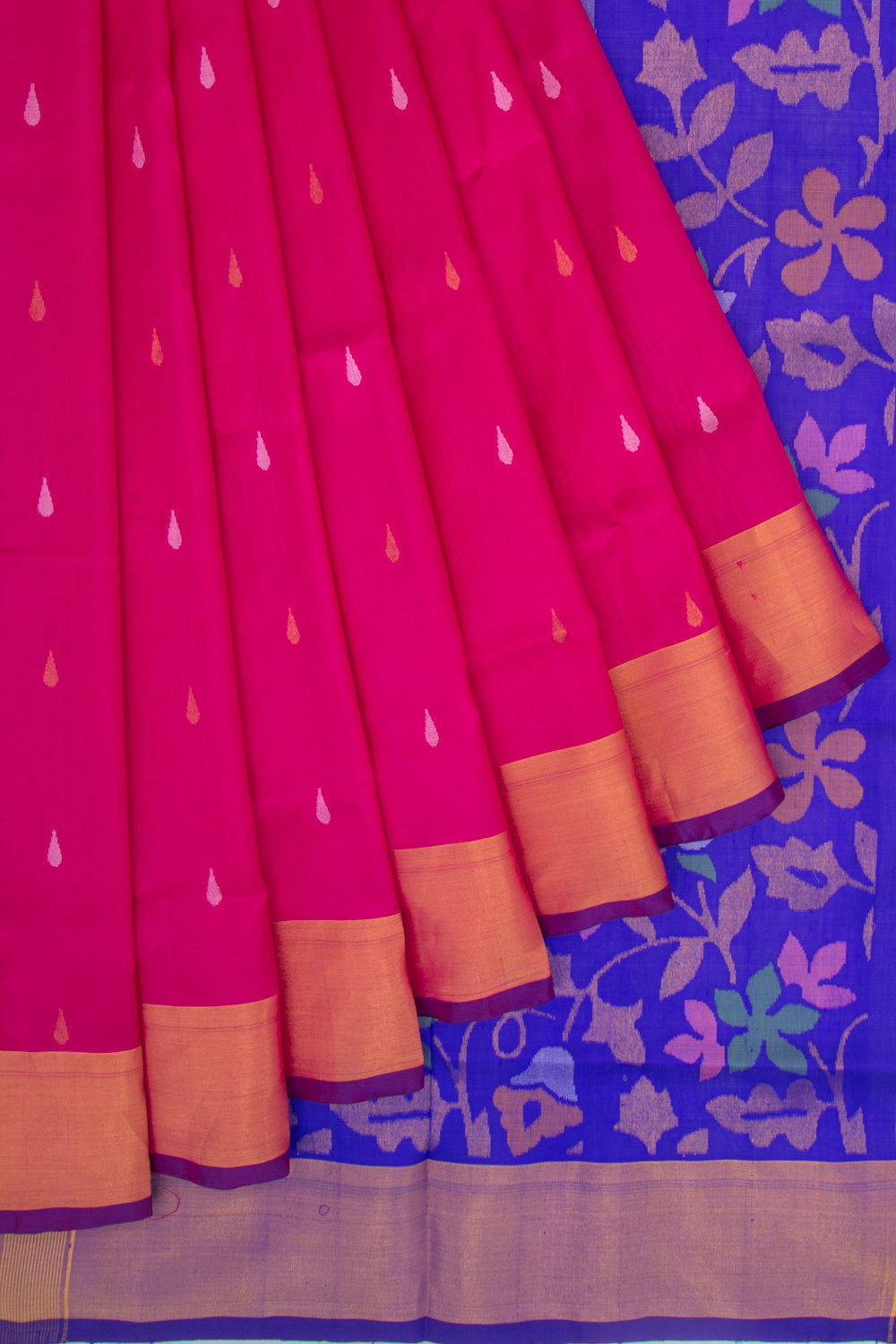 Uppada Silk Butta Magenta Pink Saree