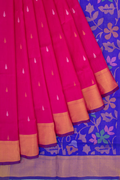 Uppada Silk Butta Magenta Pink Saree