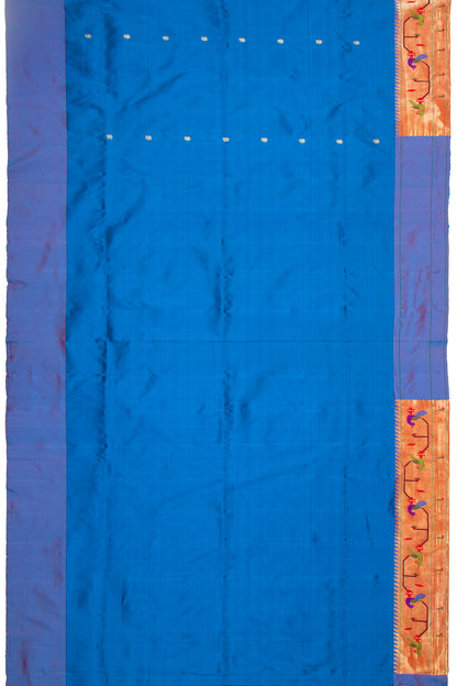 Paithani Silk Butta Royal Blue Saree With Akruthi Border